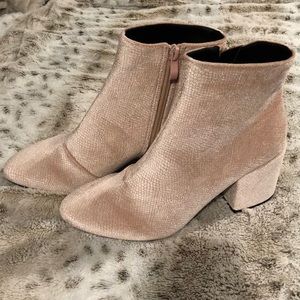 Blush velvet booties